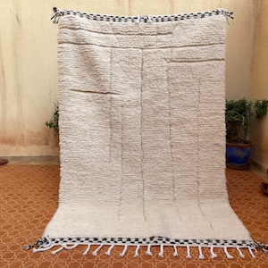 Abstract  Solid white rug - Berber Moroccan rug - Moroccan plain rug - Moroccan rug -Handmade rug-Moroccan White rug - Custom size rug