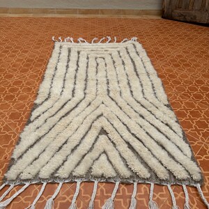 Handmade Berber Rug Custom Made Minimalist White Moroccan Rug, Large Area Contemporary Accent for Home Decor, Perfect Housewarming Gift image 3