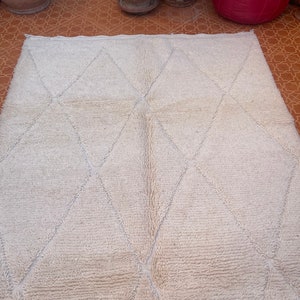 Beni ourain rug Area Morocco rug Handmade rug All Wool rug White Moroccan rug Accent rug All White rug Berber rug image 6