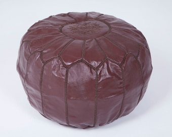 20% OFF Brown Round Leather Pouf 14" X 20" Fast shipping