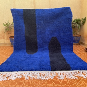 Custom Moroccan rug blue - Handmade rug - Authentic Moroccan rug - Dark Blue rug - Tribal rug- Contemporary rug - Abstract area rug