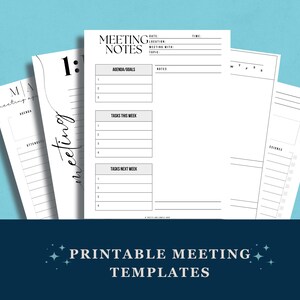 Task For Next Week Printable Meeting Templates for Work and Business Professionals ...