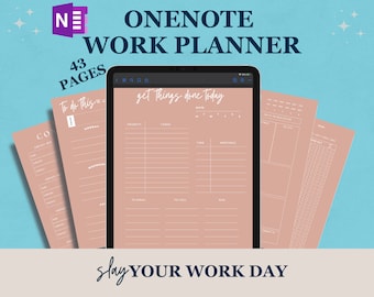 OneNote Work Planner, Work Day Organizer Templates for Professionals, Meeting Project Planner Travel Planner Expenses Tracker Timesheet