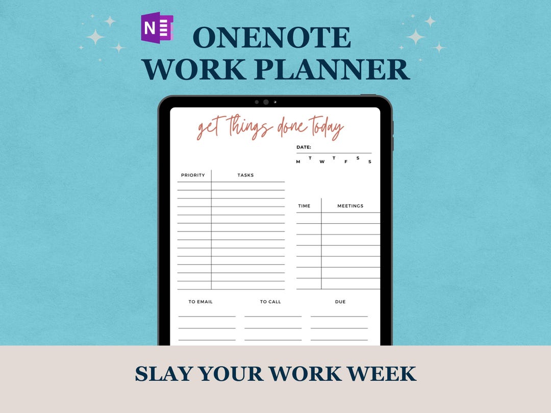 Onenote Work Diary Onenote Work Planner | Work Week - Work Day Organizer | Natural Colors ...
