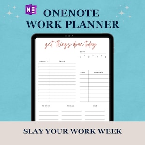 OneNote Work Planner | Work Week - Work Day Organizer | Natural Colors | Meetings Project Management Daily Weekly To - Do | Undated