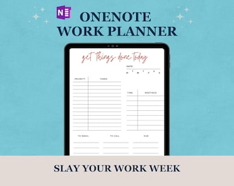 OneNote Work Planner | Work Week - Work Day Organizer | Natural Colors | Meetings Project Management Daily Weekly To - Do | Undated