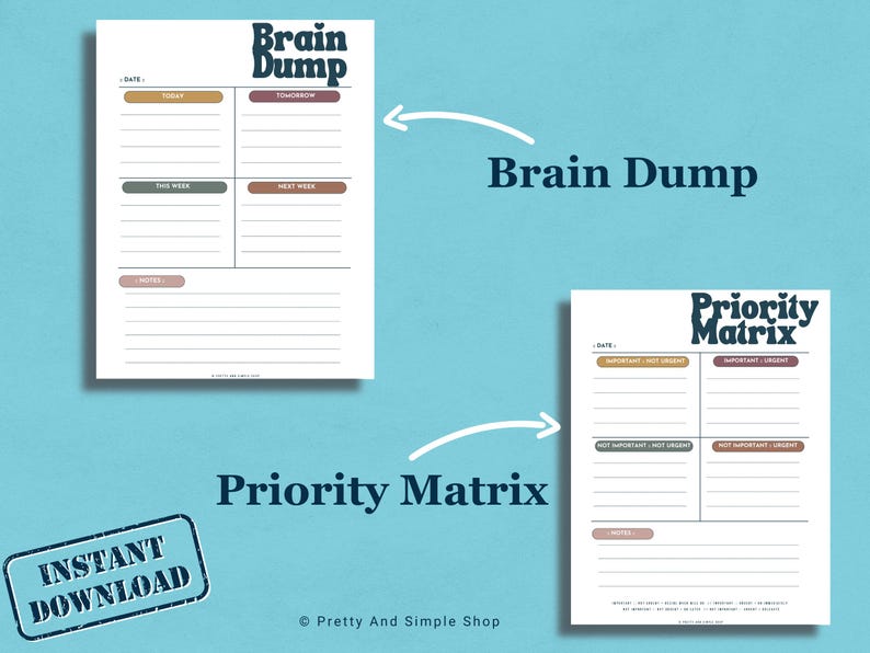 Boho Onenote Brain Dump Eisenhower Priority Matrix Template | ADHD One ...