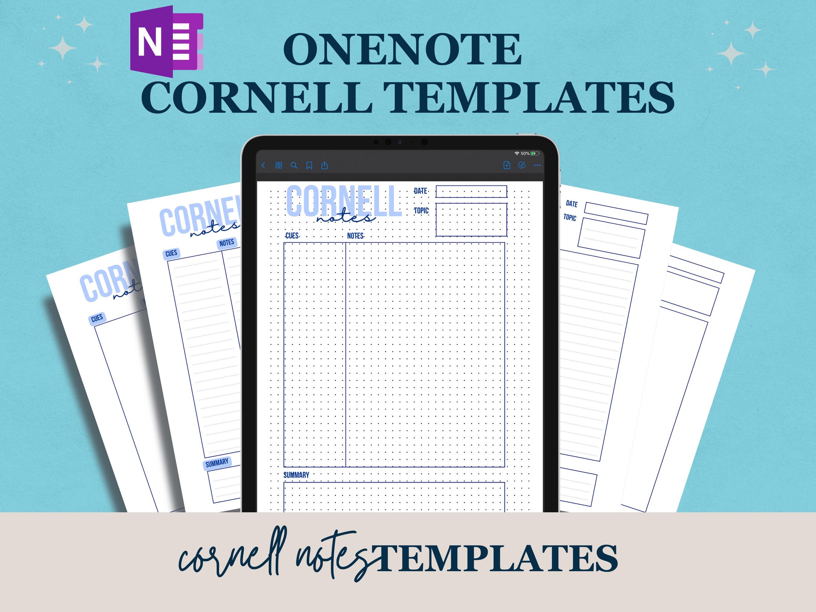 Blue Onenote Cornell Notes Template, Dot Grid Onenote Digital Notepad ...