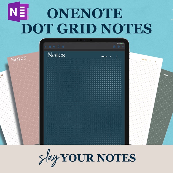 Boho OneNote Notes Template, Dot Grid OneNote Digital Notepad, Dotted Journal Paper, Note Taking Template for Microsoft OneNote Notebook