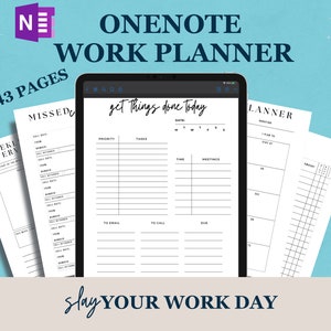 OneNote Work Planner, Work Day Organizer Templates for Professionals, Meeting Project Planner Travel Planner Expenses Tracker Timesheet m365