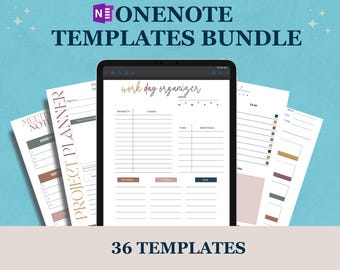 Boho OneNote Templates Bundle: Meeting Notes, Meeting Agenda, Project Management, Task Manager, Work Organizer, Daily To Do Time Blocking