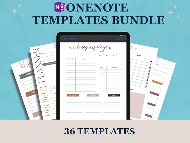 Boho Onenote Templates Bundle: Meeting Notes, Meeting Agenda, Project ...