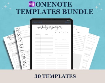 OneNote Templates Bundle: Meeting Notes, Meeting Agenda, Project Management, Task Manager, Work Organizer, Daily To Do Time Blocking