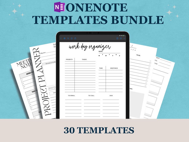 Task Cards In Onenote Onenote Templates Bundle: Meeting Notes, Meeting Agenda, Project ...