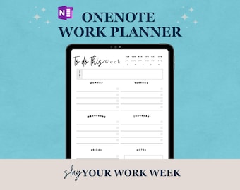 OneNote Work Planner | Work Week - Work Day Organizer | OneNote For Professionals Meetings Project Management Daily Weekly To - Do | Undated