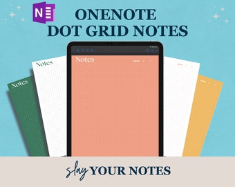 Cottagecore OneNote Notes Template, Dot Grid OneNote Digital Notepad, Dotted Journal Paper, Note Taking Template for OneNote Notebook