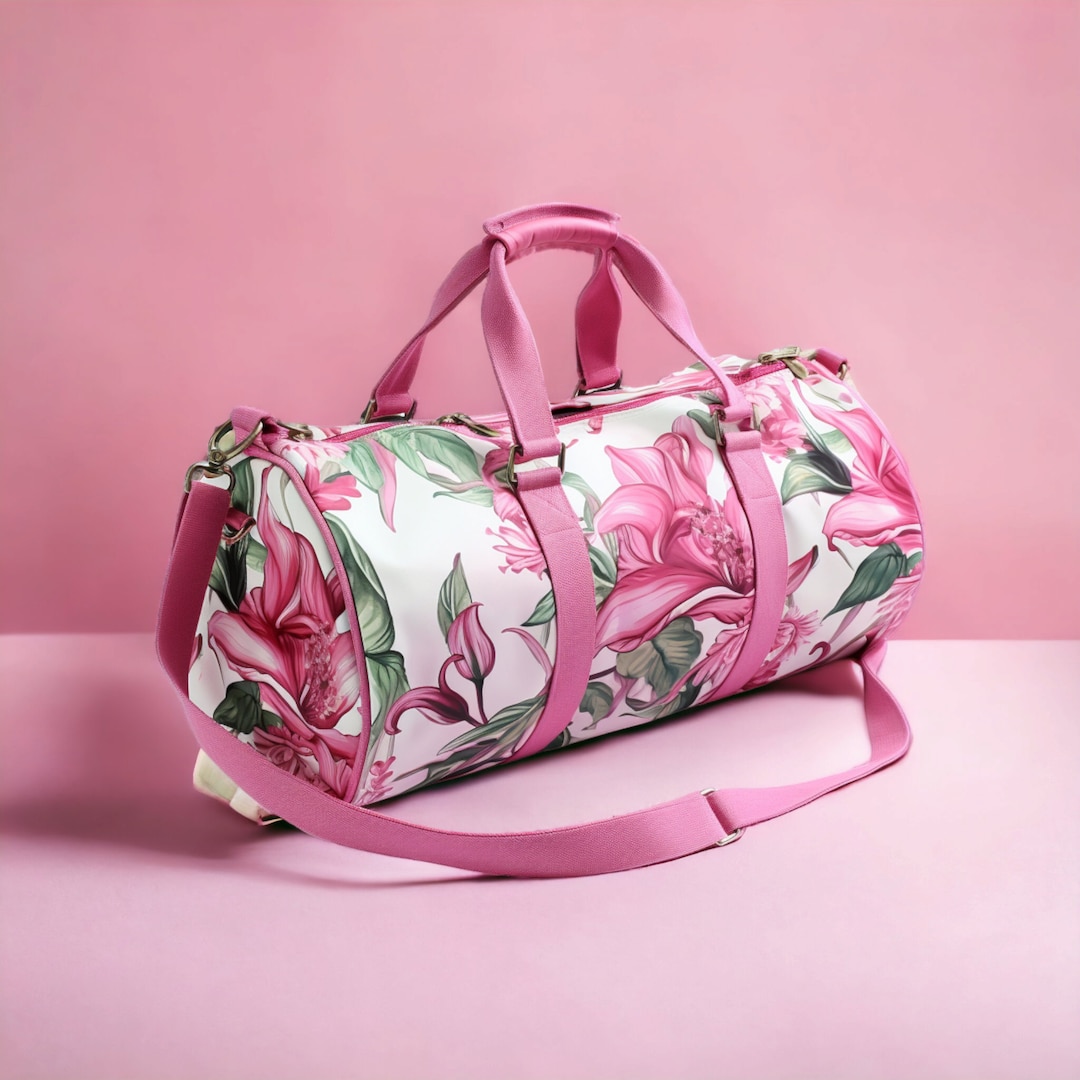 Pink Floral Pattern Duffle Bag Best Gift for Her Weekend Etsy