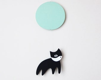 gato y luna. móvil de papel