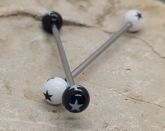 Black or White Star Industrial Barbells ~ Industrial Piercing