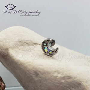 Aurora Borealis Crescent Moon Lip Labret