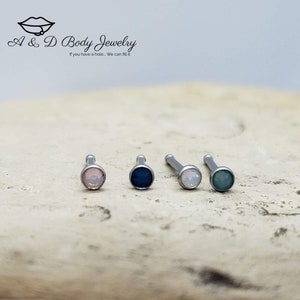 Opalite Stone Nose Bone Stud: 20 Gauge Surgical Steel