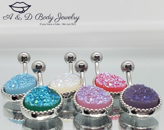 Druzy Stone Tear Drop Navel Ring