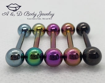 Colored Titanium Tongue Barbells ~ 12 Gauge ~