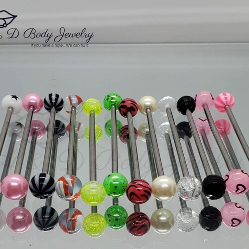 Acrylic Ball With Design Industrial Barbell Blue Etsy