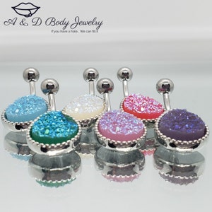 Druzy Stone Tear Drop Navel Ring
