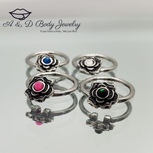 Opal Glitter Centered Flower Captive Ring