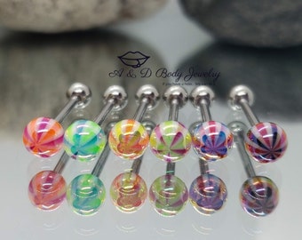 Candy Ball Design Tongue Barbell with Metallic Coating
