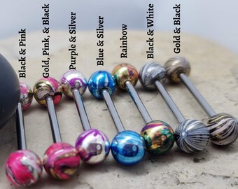 Electric Multi Color Barbells ~ Tongue or Nipple ~