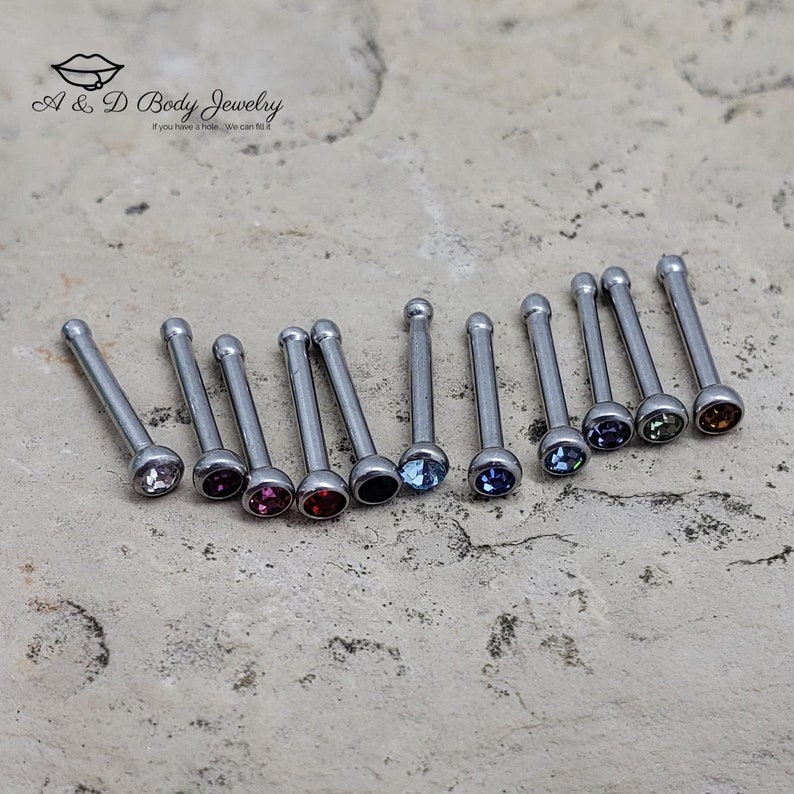 Press Fit Jeweled Nose Bone Stud Nose Bone 18 Gauge Etsy