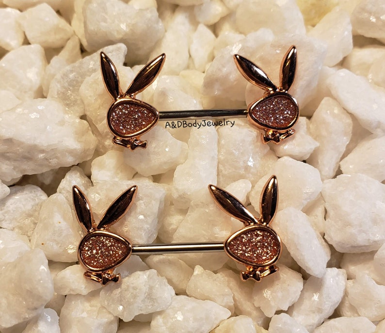 Playboy Bunny Sparkling Nipple Barbell Nipple Piercing Etsy