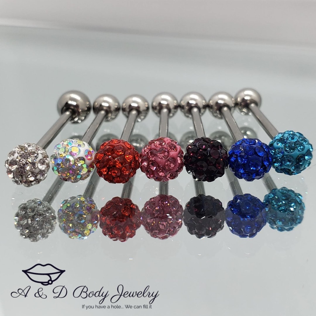Ferido Crystal Disco Ball Top Tragus Barbell - Red