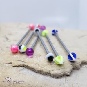 Acrylic Ball or Spike with Design Industrial Barbell  ~ Industrial Piercing