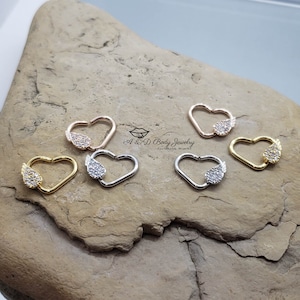 Cubic Zirconia Angel Ring Heart Shaped Cartilage Barbell ~ Left & Right ~