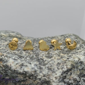 Kraakbeenhalter met gemengde vormen - goud - hart-, ster-, halvemaan-, rond- en driehoekvorm