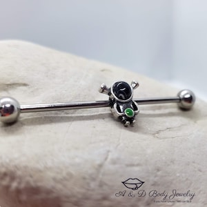 Alien Industrial Barbell Piercing: 14 Gauge Stainless Steel