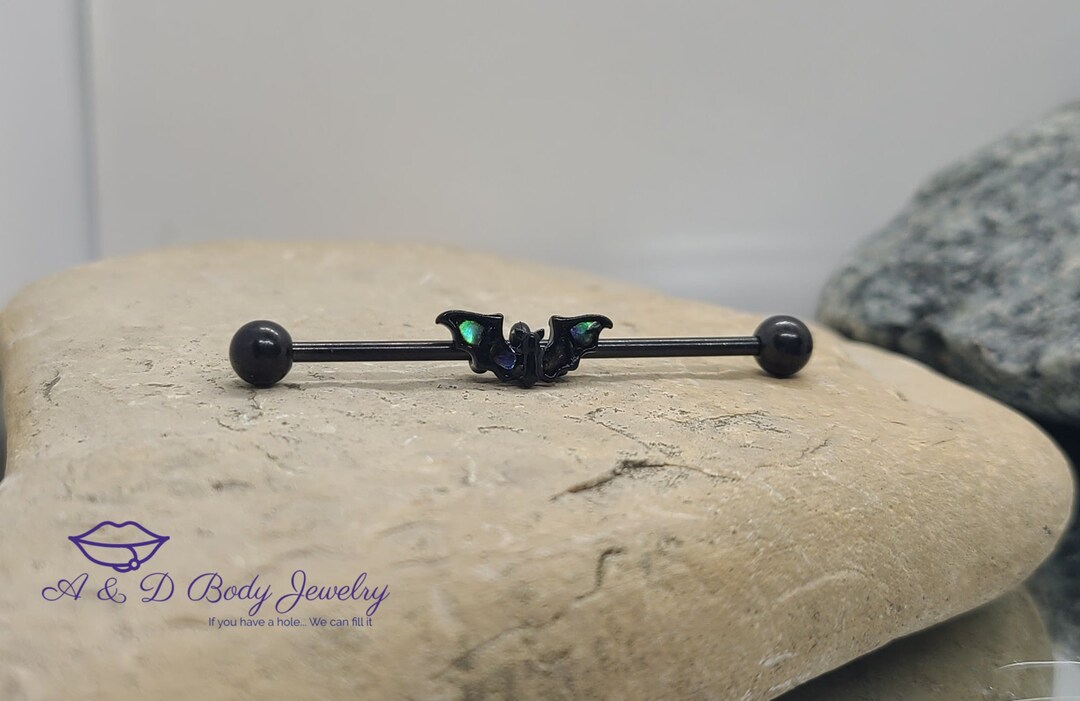 Abalone Bat Wing Industrial Barbell ~ Industrial Piercing - Etsy