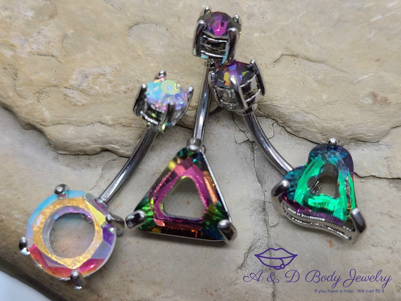 Piercing De Nombril Playboy - Lapin Avec Diamant Vert Et Argent - Neuf Avec étiquettes - Acier Inoxydable