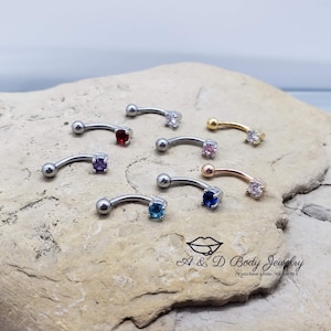 Cubic Zirconia Round Curved Barbell