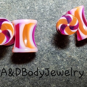 Orange, Purple, & White Double Flared Plug