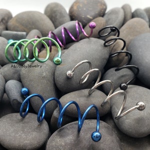 Quadruple Coil Twist Barbell ~ 16 Gauge 3/8"