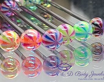 Metallic Coated Candy Ball Industrial Barbell ~ Industrial Piercing