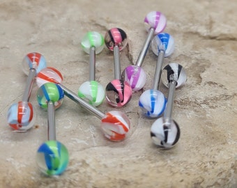 Marble Design Barbell ~ Tongue Nipple Piercing