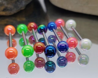 Mystic Aurora Borealis Barbells ~ Tongue or Nipple ~