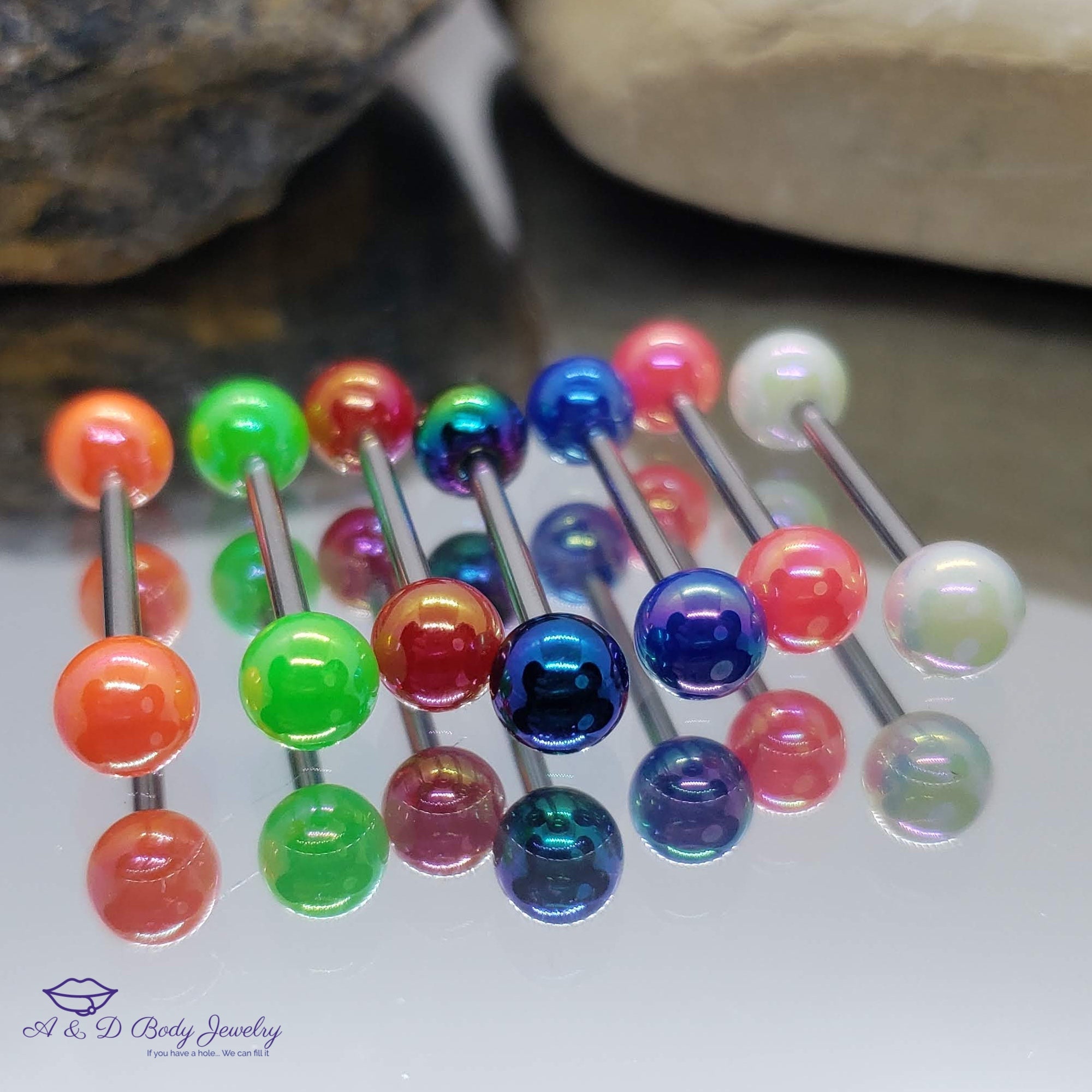 Colourful Glitter Ball Tongue Bars Cute Tongue Piercing, Tongue