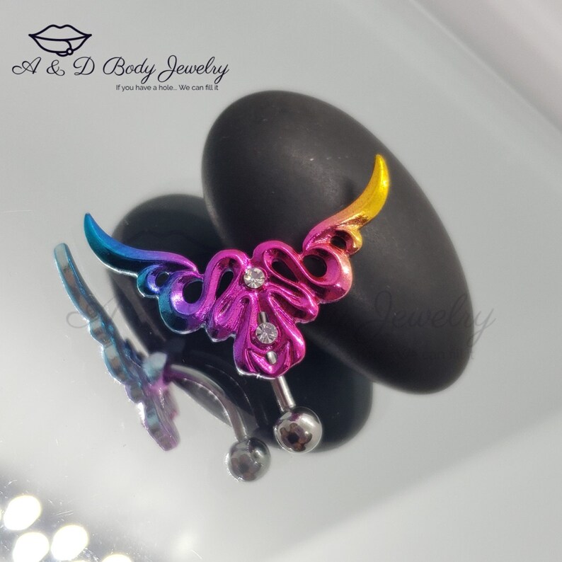 Tribal Top Down Rainbow Navel Ring ~ Belly Ring