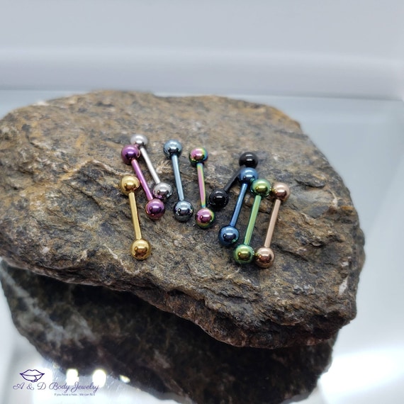 Plated Tongue Barbell: Surgical Steel Body Piercing (Single)